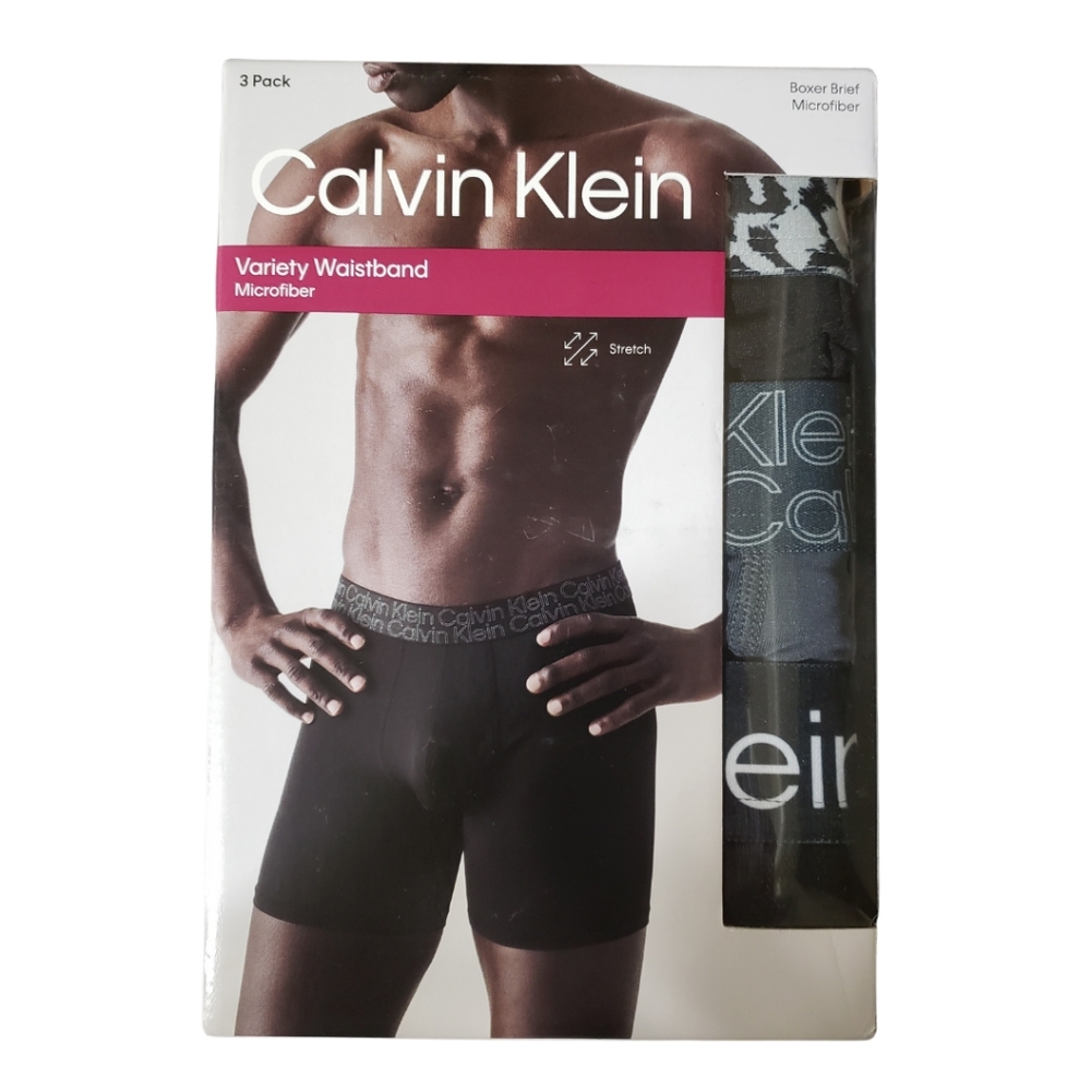 CALVIN KLEIN Boxer Briefs Men Printed Variety Waistband Microfiber NWT!